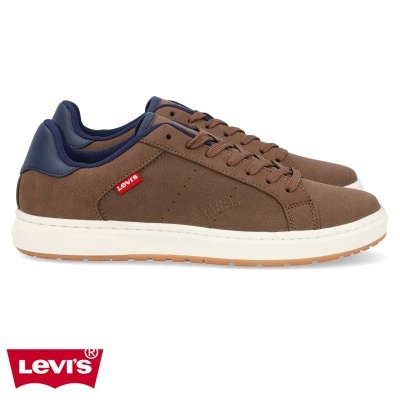 Ténis Levi's castanhos com sola branca e azul escuro