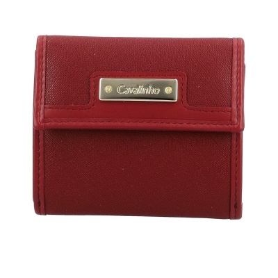 Carteira vermelha Cavalinho com placa metálica dourada