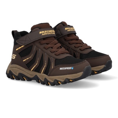 Sapatilhas Skechers Adventure castanhas e pretas com fecho em velcro e atacadores