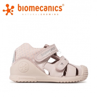 Sandália infantil rosa claro Biomecanics com fechos de velcro