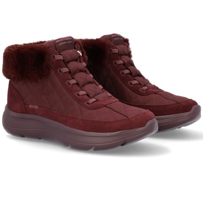 Botas Skechers Cozy Fit bordô com forro peludo e sola ULTRA GO