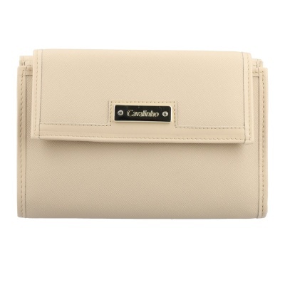 Carteira bege com placa metálica Cavalinho