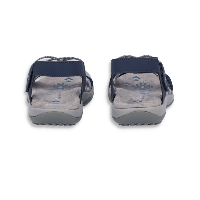 Sandálias desportivas azuis e cinza vistas de trás