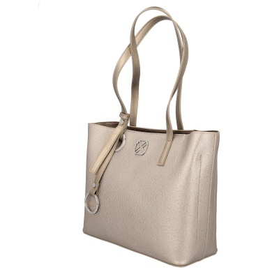 mala de ombro nude com textura granulada e alças duplas