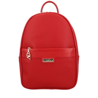 Mochila pequena vermelha com alça e fecho