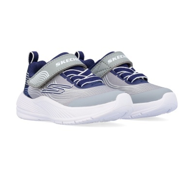 Sapatilhas Skechers cinzento e azul com velcro e sola branca