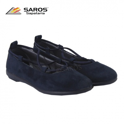 Sapatilhas femininas azuis escuras com atacadores elásticos