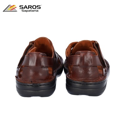 Sandálias de couro castanho para homem