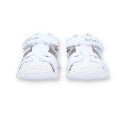 Sandálias infantis brancas biomecanics com fecho de velcro