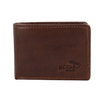 Carteira masculina castanha em pele com logótipo JAGUAR®
