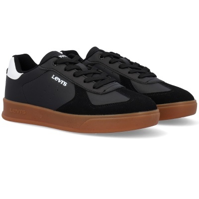 sapatilhas pretas Levi's com sola castanha clara