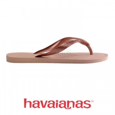 Chinelo havaianas rosa claro com tiras bronze metálico