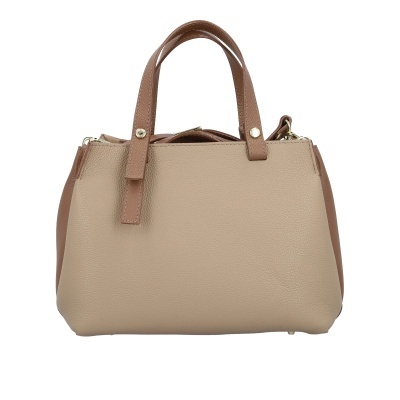 Mala de mão tipo tote em pele bege e castanho