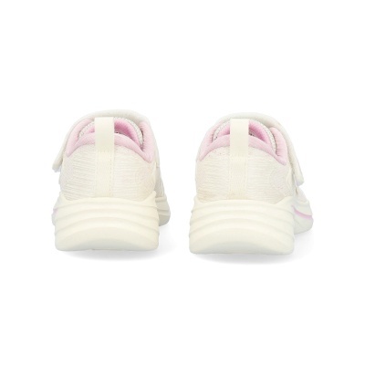 Sapatilhas infantis creme e rosa vistas de trás