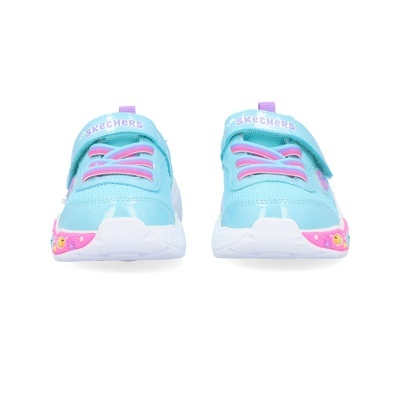 Sapatilhas SKECHERS azul claro com rosa e fecho de velcro