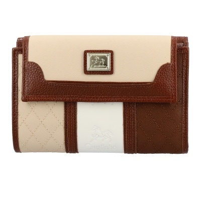 Carteira bege, castanha e branca com logo Cavalinho em metal