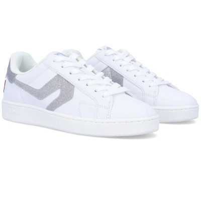 Sapatilhas brancas com riscas cinzentas e sola branca Levis