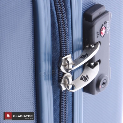 Fecho de mala azul claro com cadeado TSA e marca Gladiator