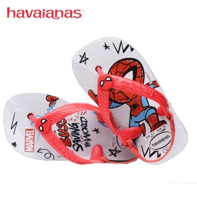 Chinelos Havaianas Marvel Spider-Man brancos com tiras vermelhas