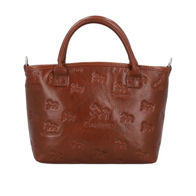 Carteira castanha em couro com padrão de coelhos em relevo