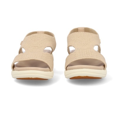 Sandálias castanhas de tecido tricotado com sola branca