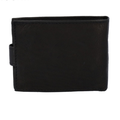 Carteira de couro preta retangular