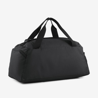 Mala desportiva preta com alças e bolso lateral zíper