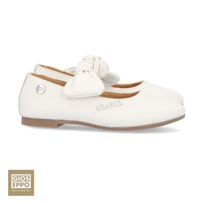 Sapatilhas femininas brancas com laço e botão metálico GIOS EPPO
