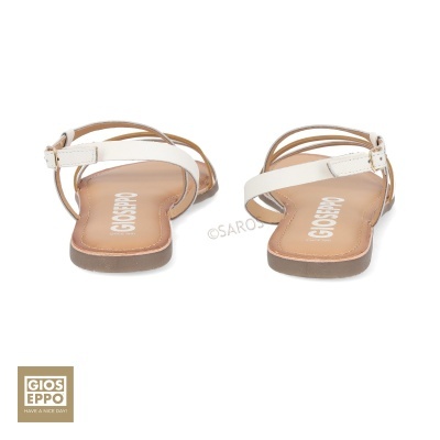 Sandálias Gioseppo femininas brancas com tiras e sola castanha