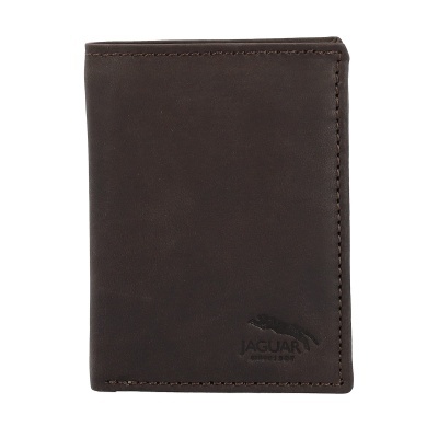 Carteira masculina em couro castanho escuro com logo JAGUAR