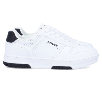 Ténis brancos Levis com sola branca e detalhes pretos