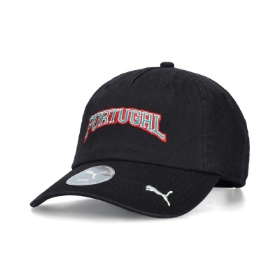Boné preto com bordado Portugal e logo Puma na pala