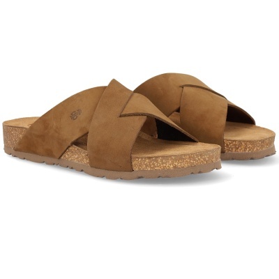 Sandálias castanhas em nobuck com sola de cortiça