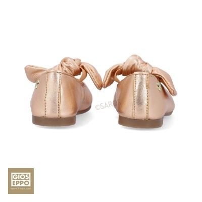 Sapatilhas femininas bronze com laço, vista traseira
