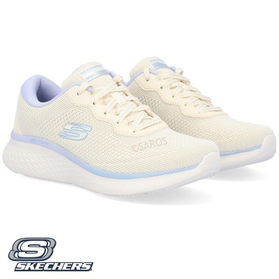 Sapatilhas Skechers creme com detalhes azul claro para mulher