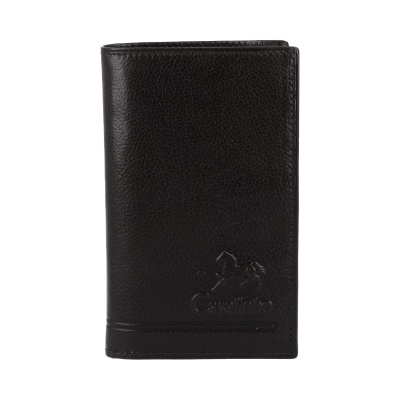 Carteira preta em pele com marca Cavalinho em relevo