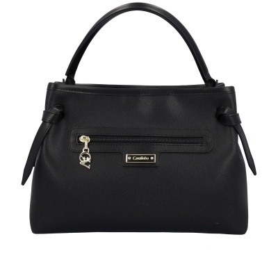 Mala de mão preta Cavalinho com fecho e pendente dourados