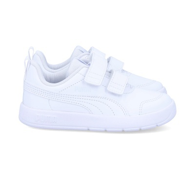 Ténis infantis brancos Puma com tiras de velcro