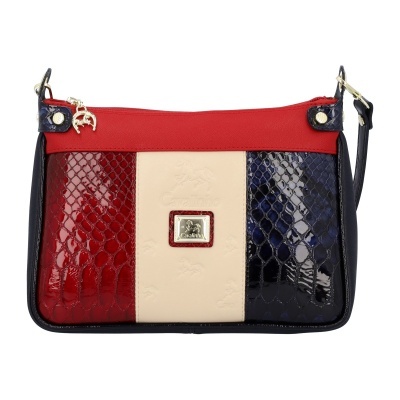 Mala de ombro tricolor Cavalinho com relevo imitação pele de crocodilo