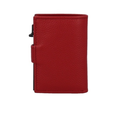 Carteira vermelha com fecho lateral preto