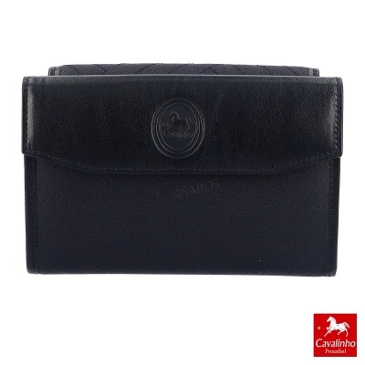 Carteira preta em pele com logótipo Cavalinho