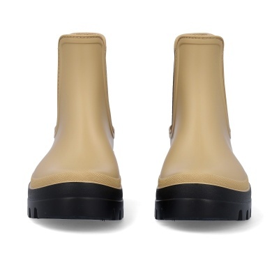 Botins de borracha bege com sola preta vista frontal