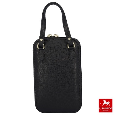 Bolsa preta em pele com alças e fecho duplo