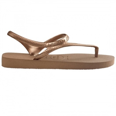 Sandália tipo chinelo Havaianas castanho dourado metálico