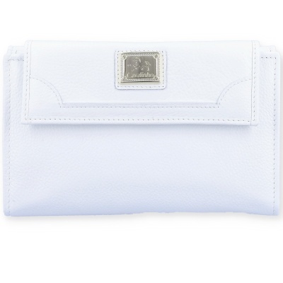 Carteira branca de pele com placa metálica Cavalinho