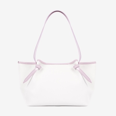 Mala de mão branca com acabamento lilás