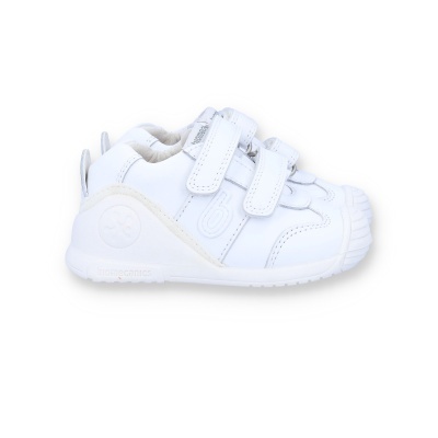 Sapato bebé branco com fechos de velcro duplos