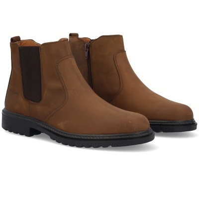 Botas Chelsea castanhas em pele com sola preta