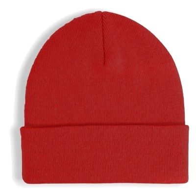 Gorro vermelho de malha com dobra na base