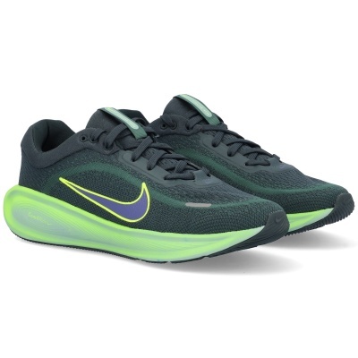 Ténis desportivos Nike preto e verde com sola neon e símbolo amarelo e azul
